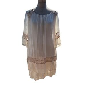 Giulia Italy Silk Crochet Flowy Bohemian Babydoll Dress
